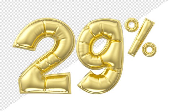 29 Percent Discount. Gold Glossy Balloon: Elevating Digital Design with High-Resolution 3D Assets
