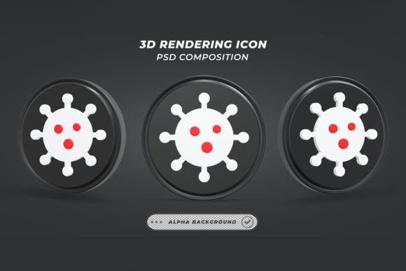 3D Viral Cells Icon Concept Render