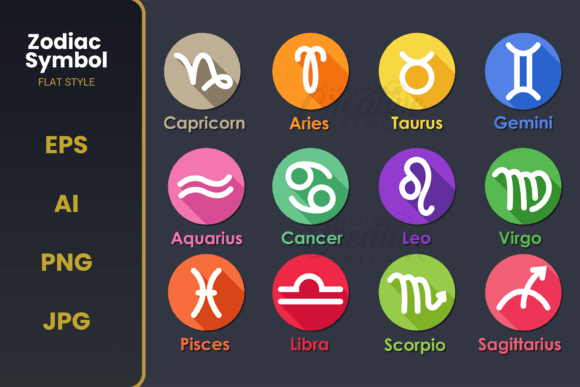 Zodiac Symbol Flat Design Set